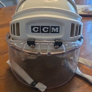 CCM White Helmet with Clear Visor
